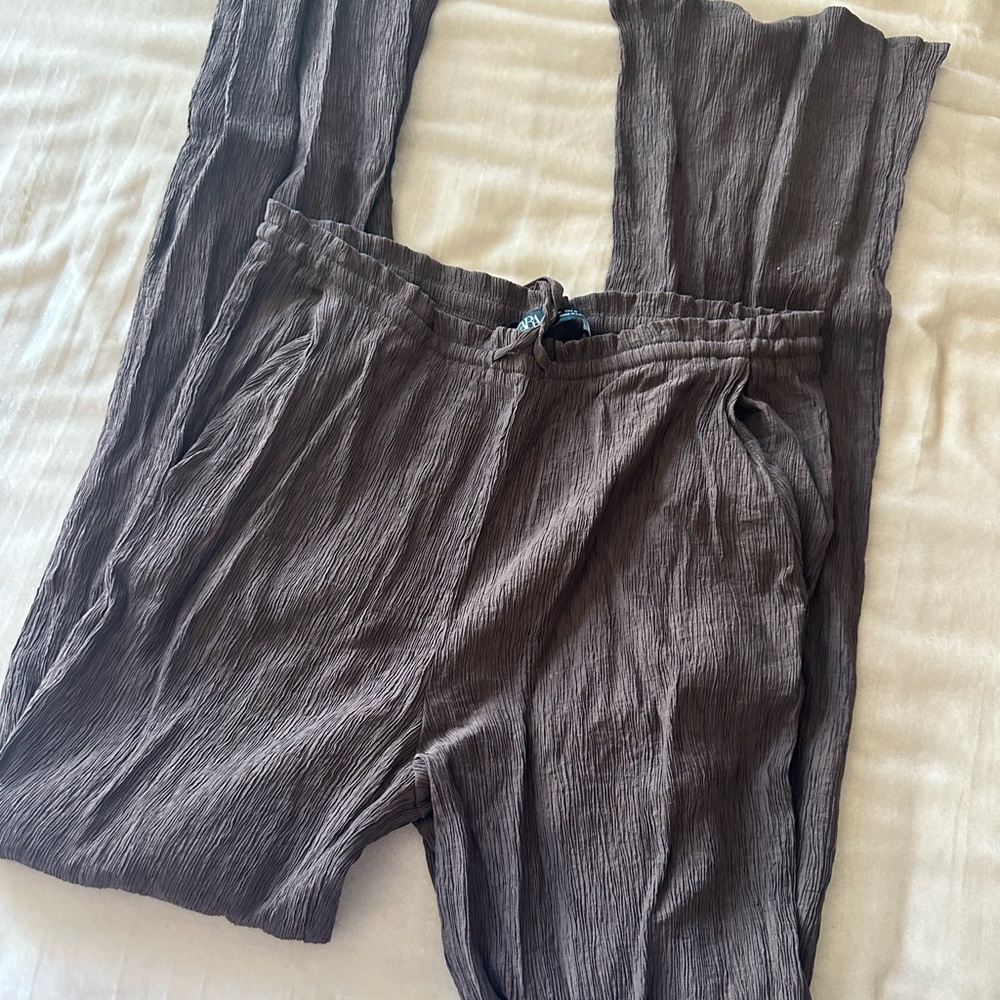 Zara Brown Textured Pants